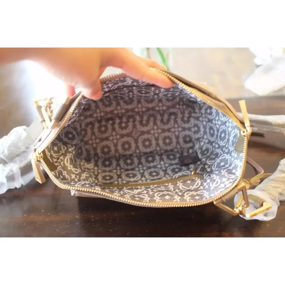 NWOT JPK Paris 75 Light Taupe Leather Nylon Crossbody Bag (300